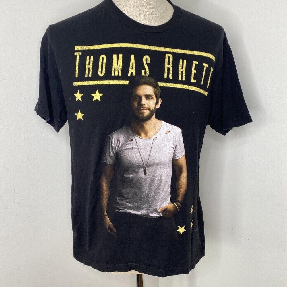Thomas Rhett T-shirt Sz L Black Cotton Double Sided 2016 Tour Concert Official